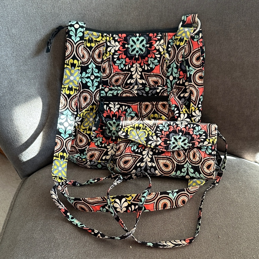 Vera Bradley Crossbody Hipster and Wallet Set Sierra Pattern
